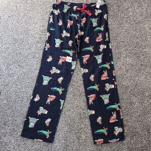 NEW Old Navy Women Medium Navy Iguanas Dogs Cats Christmas Flannel Pajama Pants